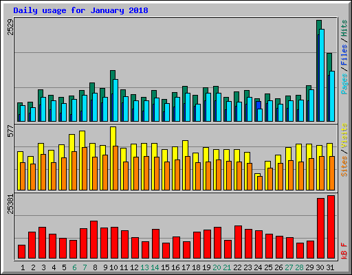 Daily usage for January 2018