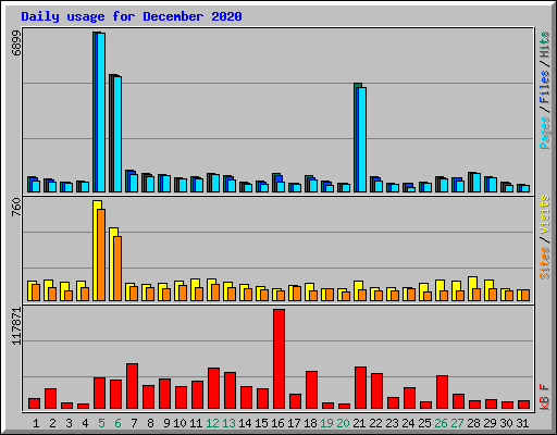 Daily usage for December 2020