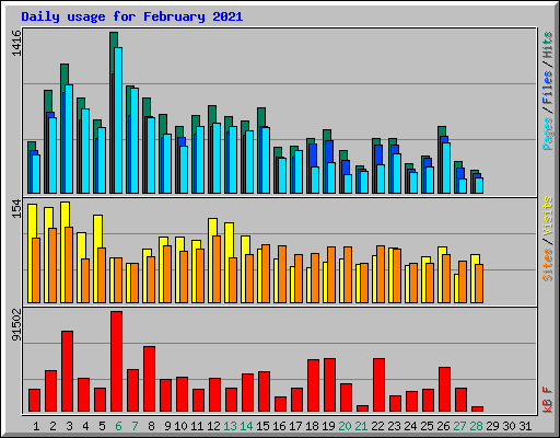 Daily usage for February 2021