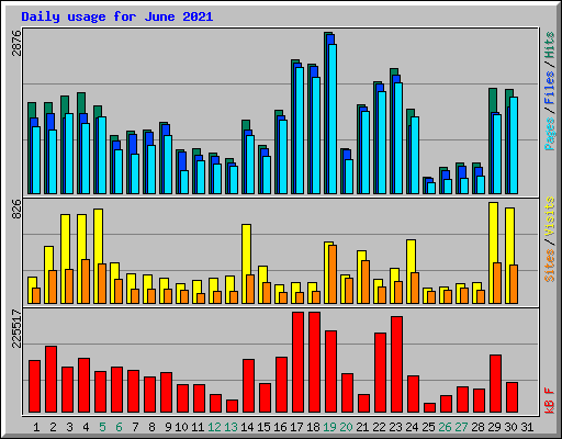 Daily usage for June 2021