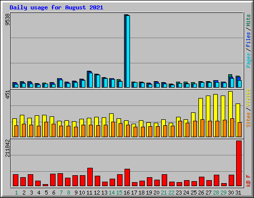 Daily usage for August 2021