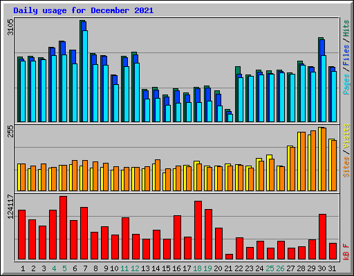 Daily usage for December 2021