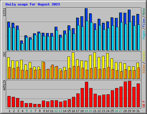 Daily usage for August 2023